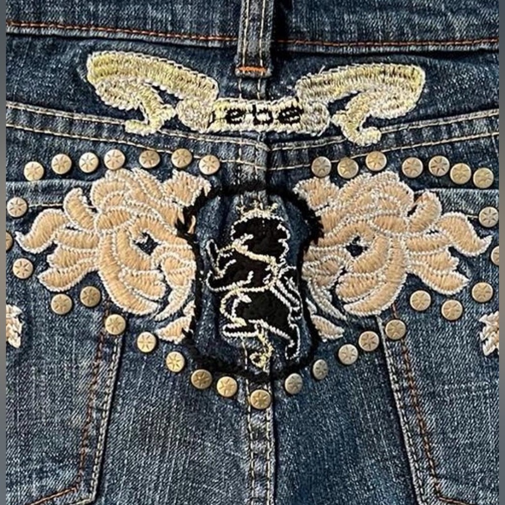 VINTAGE RARE embroidered Bebe Flare denim  Jeans